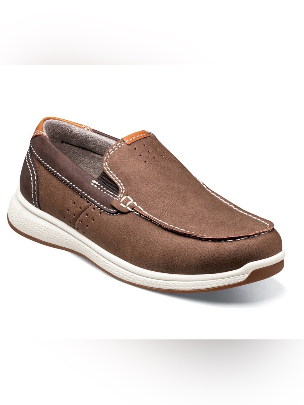 Florsheim Brown Suede Slip-On Loafers with Lime-Green Insole